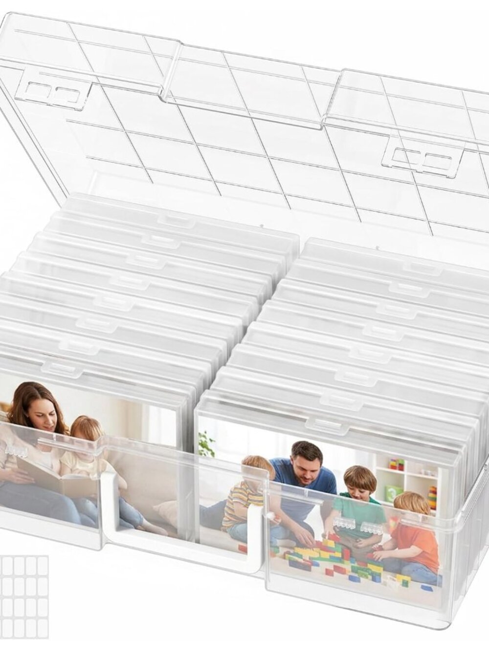 16 Pcs Photo Storage Box for 4"x 6" Pictures, Acid-Free, Clear